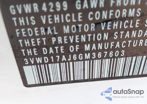 2016 Volkswagen Jetta 1.8T Sport из США, поврежденный, VIN 3VWD17AJ6GM367603